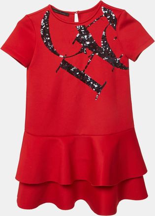 Carolina Herrera Red Neoprene Sequin Mini Dress