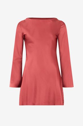 Reformation Kurzes Satinkleid mit Wasserfallkragen Pike