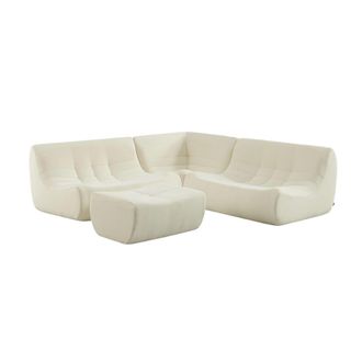 Sweeek Sof&aacute; envasado al vac&iacute;o esquinero modular de borreguito texturizado con