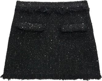 Msgm Sequin Tweed A-Line Mini Rok - Dames - Korte rokken - Zwart - S - Tweed - Rokken