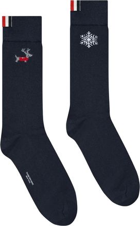 Thom Browne Calzini con motivo renna e logo - Blu