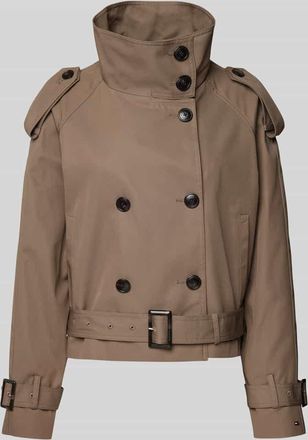 Tommy Hilfiger Cropped Trenchcoat mit Stehkragen in Taupe, Gr&ouml;&szlig;e 42