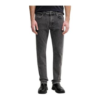 HUGO BOSS Hugo, Slim-fit Jeans, male, Gray, Size: W38 L32 Zip and Button Front Pocket Jeans