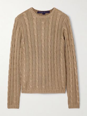 Ralph Lauren Collection Pullover In Seta A Trecce - Marrone