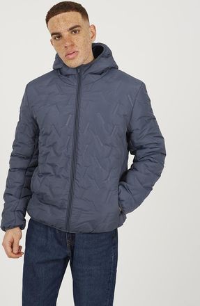 Brave Soul Mens Blue Short Length Hooded Padded Jacket - Size X-Large