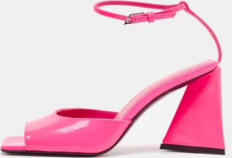 The Attico Pink Leather Piper Ankle Strap Sandals