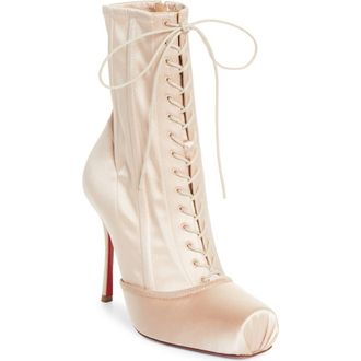 Christian Louboutin Cassia Pavlova Lace-Up Bootie in Blush at Nordstrom, Size 10.5Us