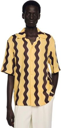 Sandro Printed linen shirt in Light Yellow at Nordstrom, Size Xx-Large