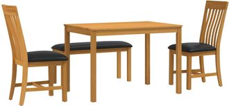 vidaXL Conjunto De Comedor 4 Uds. Negro Madera De Roble S&oacute;lido Vidaxl