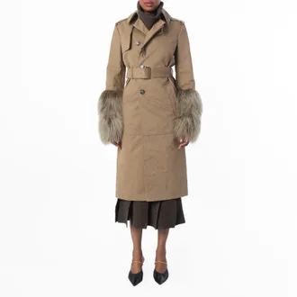 Burberry Cotton Nylon Long Belted Trench Coat, Brand Size 4 ( US Size 2 )