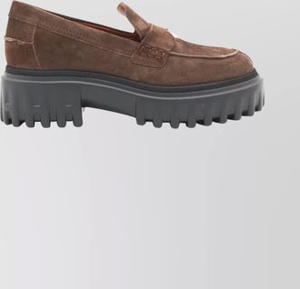 Hogan suede leather platform loafers