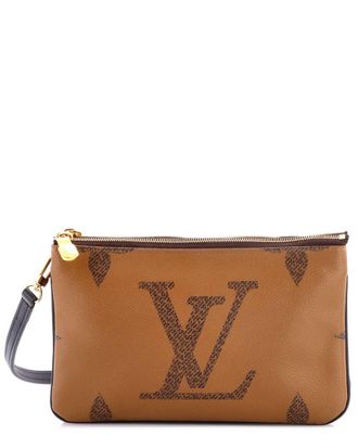 Louis Vuitton Brown Reverse Monogram Giant Double Zip Pochette (Authentic Pre- Loved)