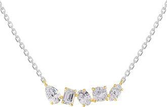 Diamond2Deal 925 Sterling Silver 2 Ct Multi Shape Lab Grown Diamond Pendant Necklace 18