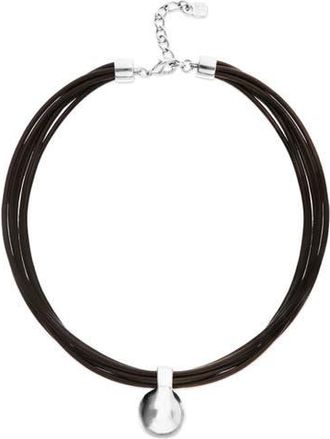 UNOde50 Leather necklace with large sterling silver-plated dial at Nordstrom