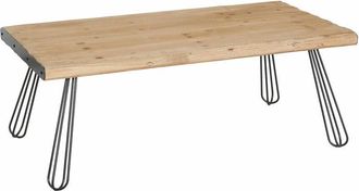 Hhg Mesa De Centro Hhg 566, Mesa De Sal&oacute;n, Madera Maciza Industrial Certificada Mvg 120x60cm, Natural