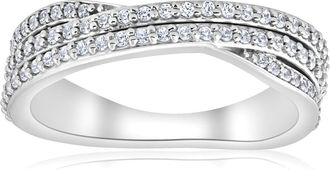 Pompeii3 3/4ct Diamond Multi Row Wide Right Hand Ring 10k White or Yellow Gold