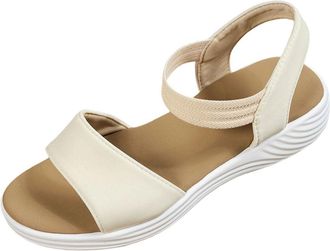 Generic Ladies Wedge Sandals with Elastic Ankle Strap Open Toe Orthopedic Sandal Stylish Breathable Comfortable Casual Wide Fit Walking Sandals Leisure Outdoo