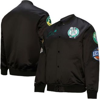 Mitchell & Ness Mens Black Boston Celtics Hardwood Classics Blackout Collection Satin Full-Zip Jacket at Nordstrom, Size X-Large
