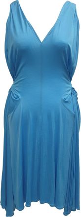 Moschino Boutique Moschino V-Neck Tie-Waist Midi Dress in Blue Acetate
