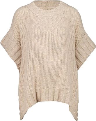 120% Lino Truien & Vesten, Dames, Beige, S, Wol, Cashmere Blend Poncho Top