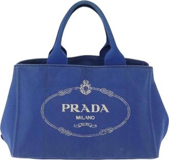 Prada Pre-owned Tote Bags, female, Blue, Size: ONE SIZE Pre-owned Vintage Canvas Tote Bag