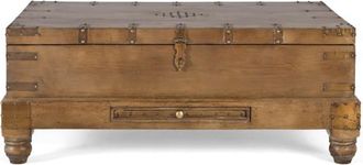 Giner&Colomer Mesa de centro tipo baúl en madera maciza de mango con tapa abatible