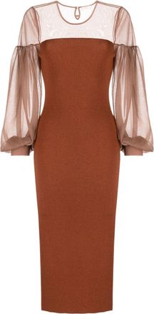 Ulla Johnson Milla sheer-panelling ribbed dress - women - Merino/Cotton/Nylon/Polyester - P - Orange