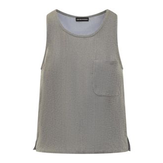 Emporio Armani Sleeveless Tops, female, Gray, Size: M Geometric-motif Tank Top