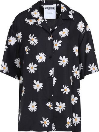 Moschino Black Floral Print Silk Shirt