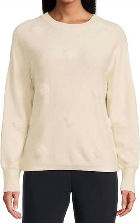 Elliott Lauren On The Dot Long Sleeve Crew Neck Sweater In Cream