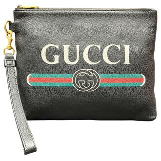Gucci Black Leather Clutch Bag (Pre-Owned)