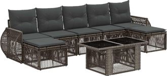 vidaXL Conjunto De Sof&aacute;s De Jard&iacute;n 8 Uds. Gris Y Gris Oscuro Vidaxl