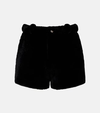 Nour Hammour Leontine shearling shorts