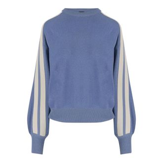 Pinko Round-neck Knitwear, female, Blue, Size: M Viscose Blend Flood Sweatshirt