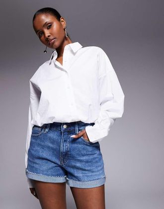 Good American Good girlfriend - Pantaloncini di jeans lavaggio azzurro-Blu