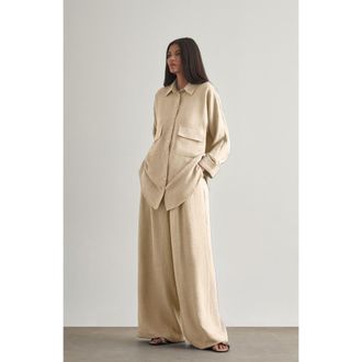 Mizalle Wide-Leg Pants in Beige at Nordstrom, Size X-Large