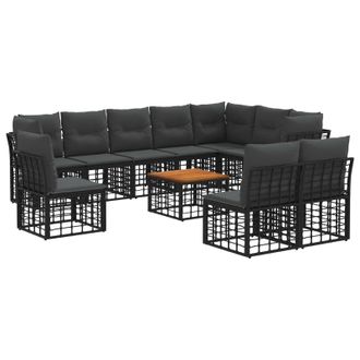 vidaXL Conjunto De Sof&aacute;s De Exterior 11 Pcs Negro Y Gris Oscuro Vidaxl