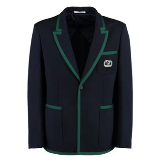 Valentino Garavani Jassen, Heren, Blauw, M, Wol, Wollen Single-breasted Blazer