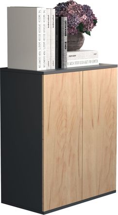 ebuy24 Vcm Caja De Cajones De Madera Sideboard Con Puertas Giratorias Dimensiones Aprox. Al. 73 X An. 60 X P. 32 Cm - Dalosa 2 (antracita / Roble Miel)