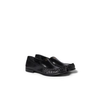 Miu Miu Buffalo Leather Loafers, Woman, Black, Size 35,5