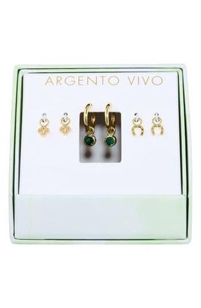 Argento Vivo Luck Hoop Earrings & Assorted Charms 4-Piece Set in Gold at Nordstrom Rack