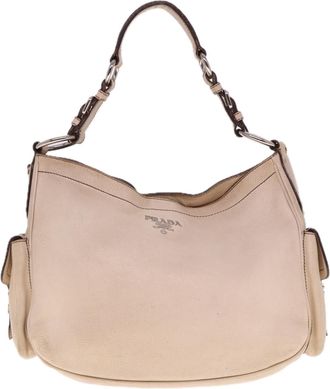 Prada Vitello Beige Leather Shoulder Bag (Pre-Owned)
