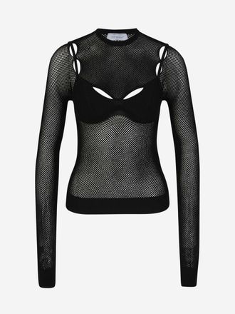 Off-white Structured Openwork Top