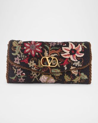 Valentino Garavani Vain Floral Beaded Shoulder Bag