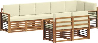 vidaXL Conjunto De Sof&aacute;s De Exterior 8 Uds. Natural Y Crema Poli&eacute;ster Vidaxl