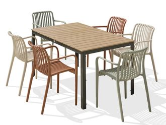 DCB Garden Conjunto de comedor de jard&iacute;n 6 plazas de aluminio