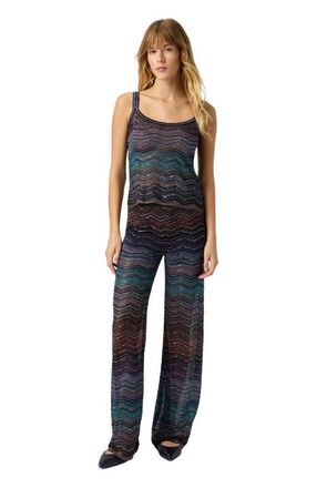 Missoni Chevron Lam&eacute; Viscose Sleeveless Crewneck Top With Sequins in Green& Brown at Nordstrom, Size 40 It