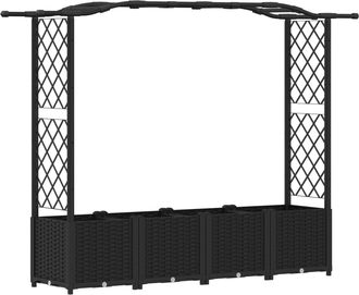 vidaXL Cama Elevada Con Trellis Y Techo Negro 204 X 40 X 138 Cm Pp Vidaxl