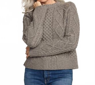 Pendleton Fisherman Wool Cable Sweater In Grey