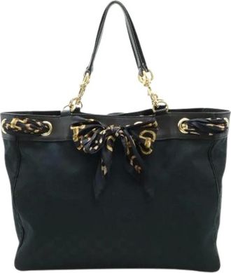 Gucci Pre-owned Tote Bags, female, Black, Size: ONE SIZE Pre-owned Canvas Tote Bag